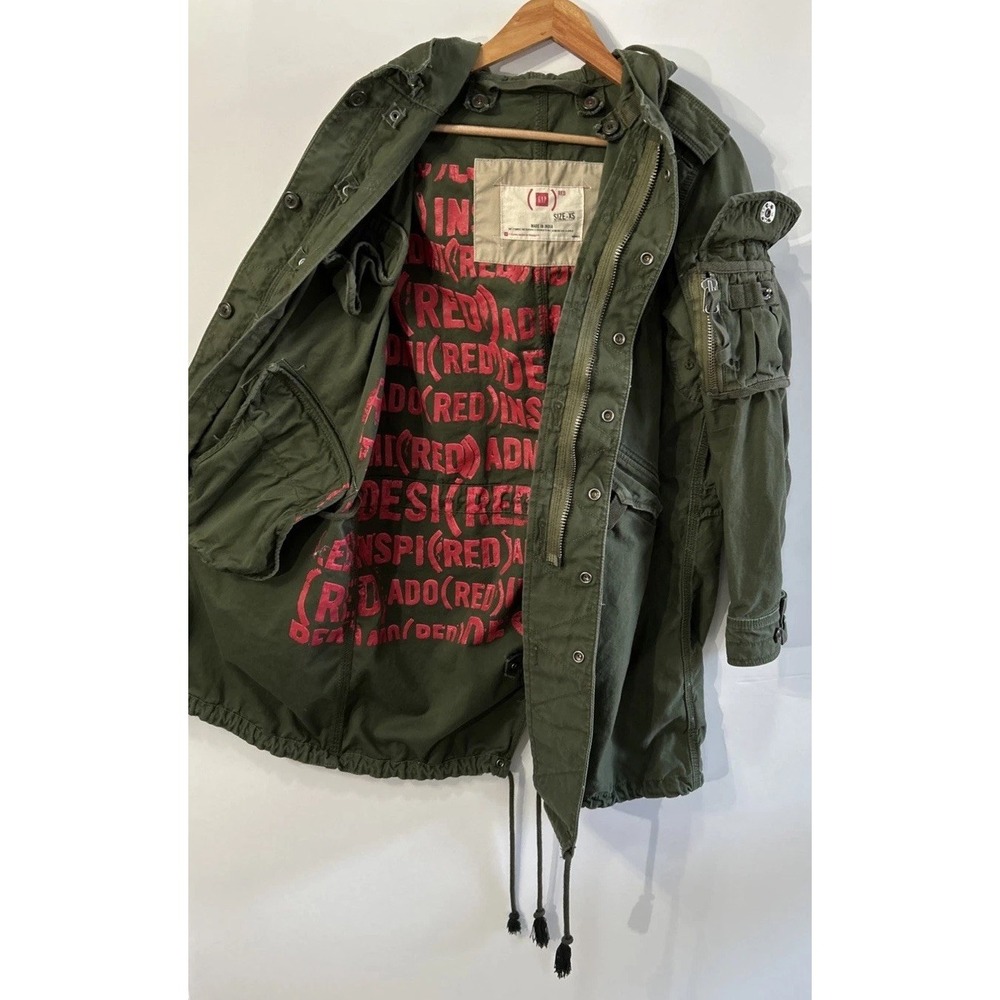Vintage GAP Project RED Bono Military Fishtail Parka Army Green Coat Oversized